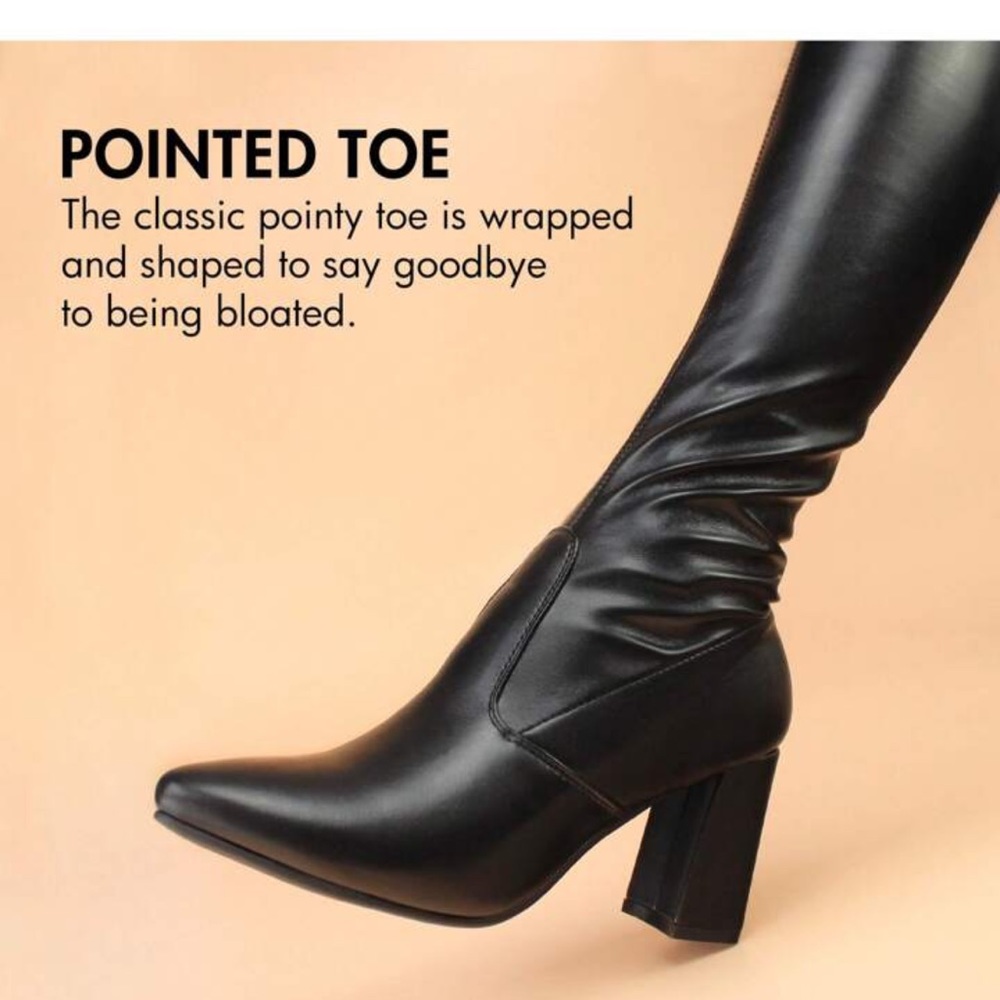 Stretchy faux leather boot